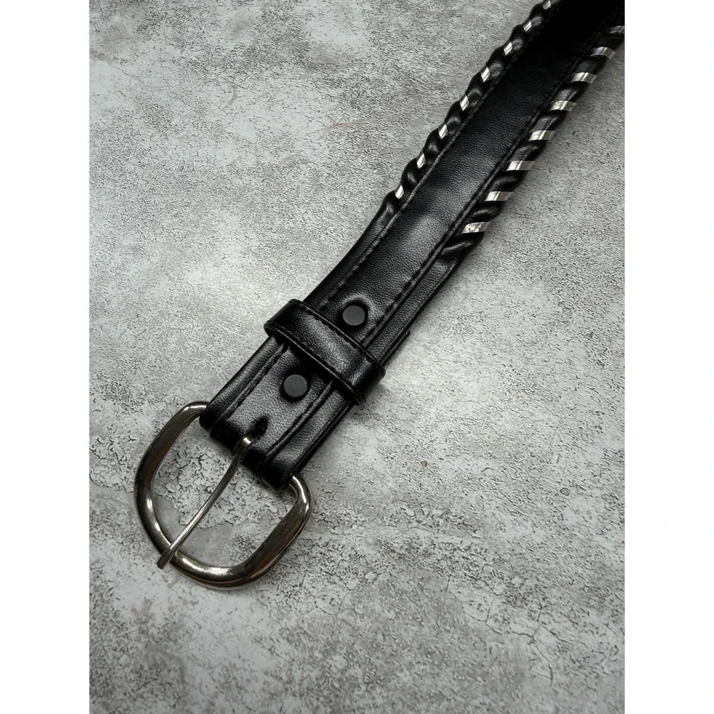 Cimarron Belt Corp. Belt‎ Mens 34 Black Leather Western Braided Edge Made In USA